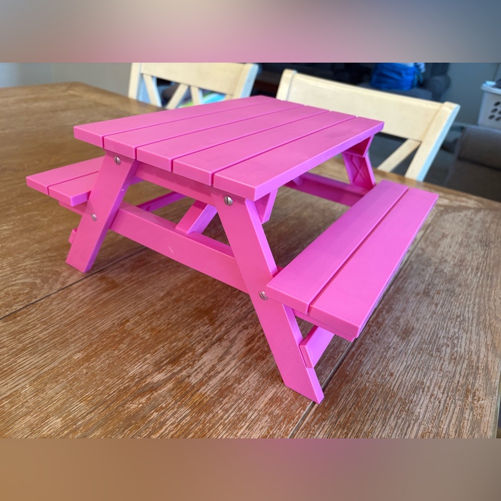 American Girl Doll Pink Picnic Table